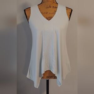 Adrianna Papell V-Neck Assymetrical Sleeveless Top Sz S